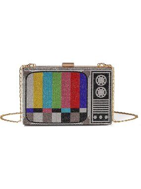 Unique Rhinestone Crossbody Bag - Retro Evening Clutch Purse for Women